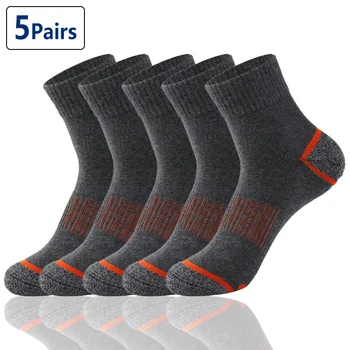 5 Двойки висококачествени мъжки чорапи, ежедневни Дишащи спортни чорапи за бягане, Мъжки памучни чорапи, Зимни Черни чорапи, Мъжки Големи размеры38-43