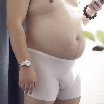 Мъжки дишащи гащи с U-образно деколте, секси бельо, Дебели къси панталони големи размери, Бельо, Прозрачни Модерни нови Гащи