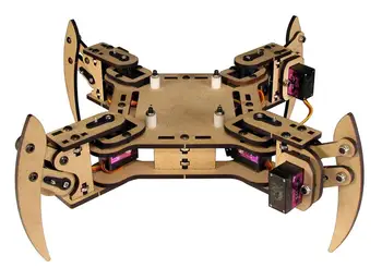 SWMAKER САМ mePed v2 Четириног Шагающий Робот - Основен комплект дървена дръжка + Метални сервомашинки + комплект болтове/гайки
