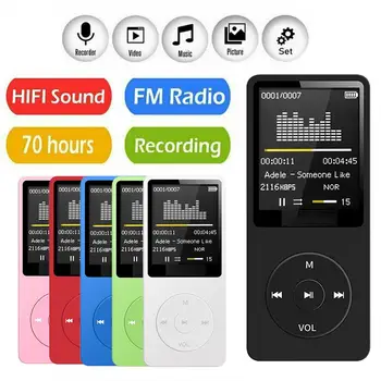 Bluetooth съвместим Музикален Mp3 плейър Без загуба, Джобно Fm-радио ултра тънък Външен студентски Mp3 рекордер