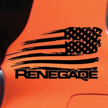 За 1 двойка Jeep Renegade Проблем Американски Флаг Графична Vinyl Стикер Стикер Странични Хромирани