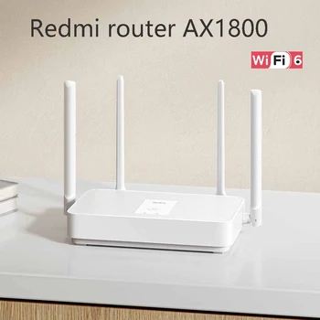WI-Fi рутер XIAOMI Redmi Router AX1800 5-ядрен WiFi6 1800 Mbit/с 256 MB двойна лента 4 Външни антени Стабилно се свързва с 128 устройства