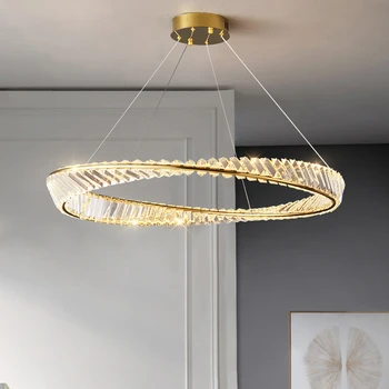 Италиански светлина луксозен кристален лампа хол начало полилей дизайнерски пръстен спалня, трапезария постмодернистские минималистичные лампи