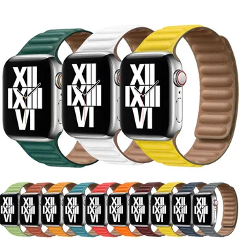 Магнитен Силиконов каучук с линия за Apple Watch 7 Band 41 мм, 45 мм, 38 мм 42 мм Гумена Гривна iWatch Series 7 6 SE 5 4 3 2 44 мм 40 мм