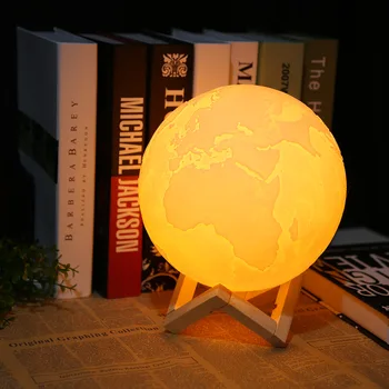 Акумулаторна 3D Печат Земя Светлина Димиране Тенис на Декор Лампа Сензорен Прекъсвач Спалня библиотеката Usb LED нощна светлина Креативен Подарък