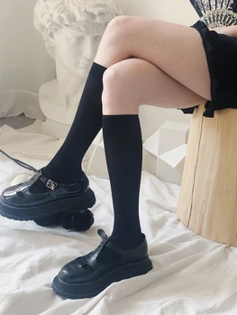 YRRETY За Жени Soild Цвят JK Студент Черни Чорапогащи Японски Лолита Чорапи За Момичета Равномерно Пикантни Дълги Чорапи