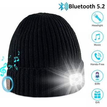Зимните слушалки Bluetooth5.2, Унисекс, Led Капачка, Топла Шапка, Безжична Музикална Стерео Слушалки с микрофон, Поддръжка на Затъмнението За Xiaomi