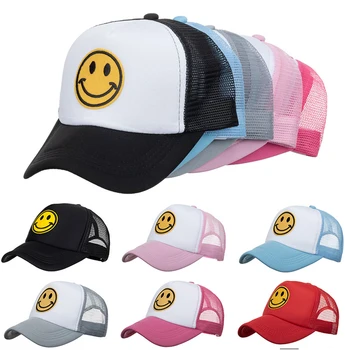 Нова мода усмивка бродерия Бейзболни шапки лятна дишаща мрежа шапка за мъже и за жени сенчести Слънчева шапка шофьор на камион 