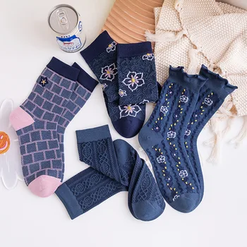 2022 пролет и есен новите дантелени чорапи-тръба с релефни jk Harajuku Чорапи в стил Лолита 