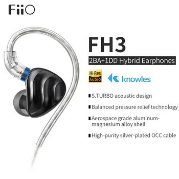 FiiO FH3 ушите с тройно задвижване Hi-Fi с висока резолюция, басовым звук, висока точност на възпроизвеждане за смартфон / PC