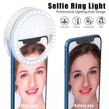 Roreta Новата Led Пръстеновидна Светкавица Selfie Light Преносим Телефон Led Лампа За Селфи Нажежен Околовръстен Скоба За смартфон на живо