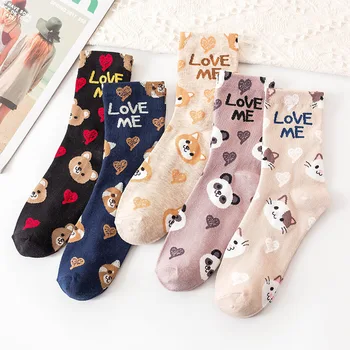 Нови Чорапи За жени и Момичета, дамски чорапи за момичета в консервативна стил, Чорапи с животни, Куче, Панда, Котка, Чорапи с Мечка, Творчески чорапи в Корейски стил, чорапи Сокс