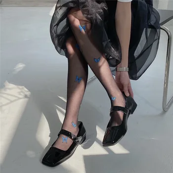 Готически чорапогащник Синя пеперуда бедрата високи чорапи секси жени лятото дишащи Джоан момичета чорапогащник Лолита Kawai дамски чорапогащи