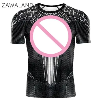Лятна Компресиране Риза Zawaland, Черна Тениска С 3D Принтом 