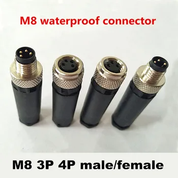 M8 3-пинов 4-пинов конектор сензор водоустойчив мъжки за мъже и жени резьбовая куплунг 3 4 Pin
