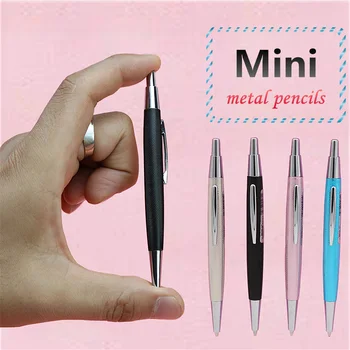 Сладък Мини Метален молив 0,7/0,5 мм черен жълт розов син кратък студентски писане е механичен автоматичен молив с 30 бр. заправками