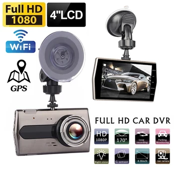 Автомобилен Видеорекордер Full HD 1080P WiFi Dash Cam Камера за Обратно виждане Камера за Обратно виждане Автомобилен Видеорекордер за Нощно Виждане Черна Кутия един dashcam DVR GPS Тракер