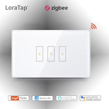 LoraTap ZigBee монтиран на стената lcd Сензорен Умен Ключа за лампата с Неутрален Проводник на Hristo US 1 2 3 Gang Control Съвместими Алекса Google направи си САМ