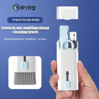 RYRA 7-в-1 Комплект четки за почистване на компютърни клавиатури, дръжка за почистване на слушалки, Инструменти за почистване на екрана на мобилен телефон, Набор от Съемников Клавиатури капсули