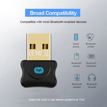 Kebidumei Мини bluetooth Адаптер 5,0 Приемник Предавател с Bluetooth Адаптер, USB Ключ за Преносими Компютри Мишка за компютър