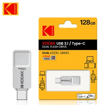 Kodak USB Флаш Памет K223C 64 GB Mini Type C OTG Двойна Пръчка 128 GB 32 GB Метална U-диск за смартфон настолен КОМПЮТЪР лаптоп macbook