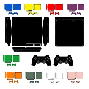 10 Чисти Чисти Едноцветни Винилови Стикери върху кожата Протектор за Sony PS3 Slim PlayStation 3 Слим и 2 кожи контролер Етикети