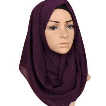 НОВОСТ 2019, женски златни шифоновый монофонични мюсюлмански забрадка, шалове и тайна, кърпа от pashmina, женски шал, женски хиджаб, магазини
