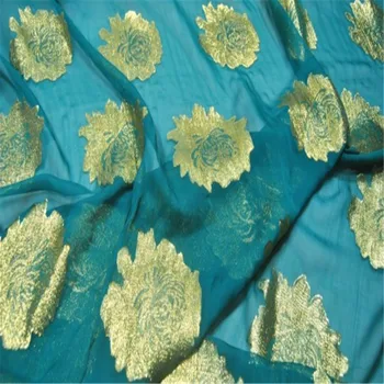 Нова Коприна Металлизированная Жаккардовая плат с Блестящ Цветен Модел за дамски Шалове и сари