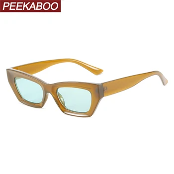 Peekaboo vintage слънчеви очила с кошачьим око за жените зелени и оранжеви квадратни слънчеви очила с uv400 дамска мода 2022 дропшиппинг женски