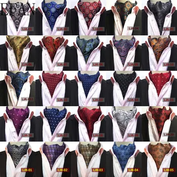 200 Цвята Стил на Новия Дизайн от Висок клас Мъжка Мода в Грах Мъжки Дълга Копринена вратовръзка Ascot Вратовръзки Господа в Грах Ascot